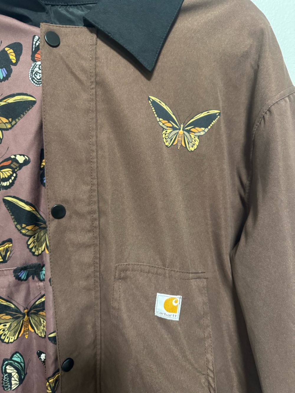 Carhartt Butterfly Button-Up Jacket in Brown & Mauve - Picture 6 of 10